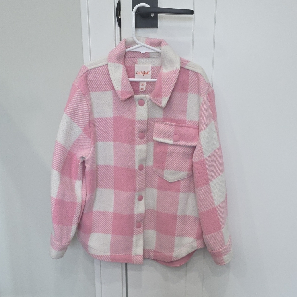Cat & Jack Pink and White Plaid Kids Button Down Shirt